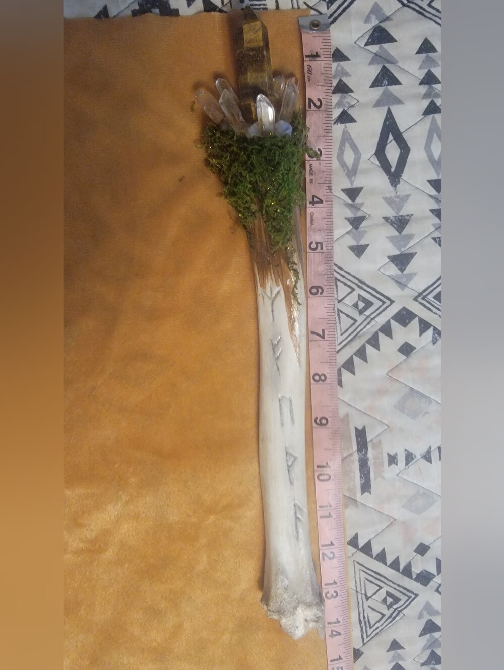 Handcrafted Bone And Crystal Wand